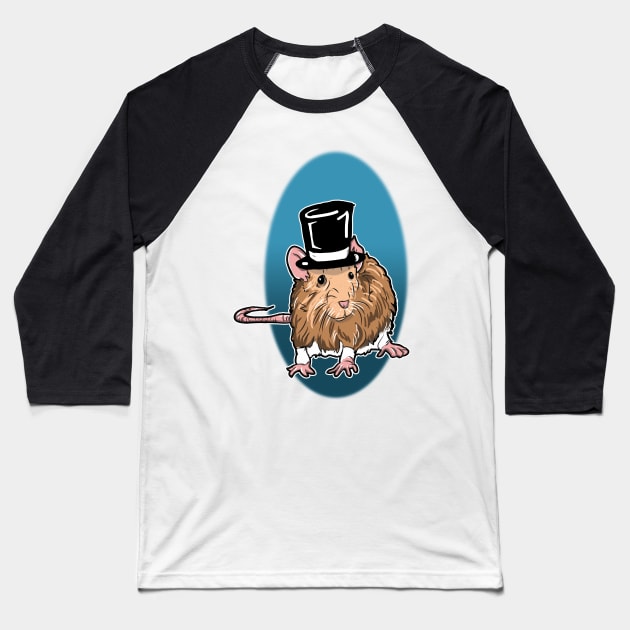 Rat in a Top Hat Baseball T-Shirt by silentrob668